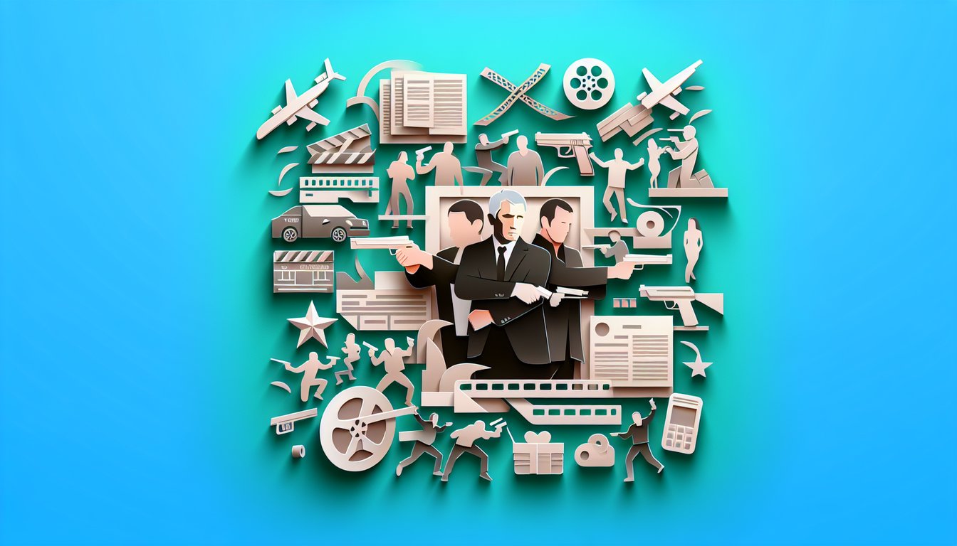 Paper art illustration for Taken movie trivia quiz on a teal background