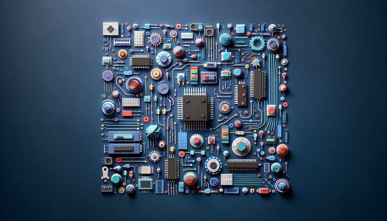 Colorful paper art depicting elements related to Electronics Fundamentals Knowledge Test quiz