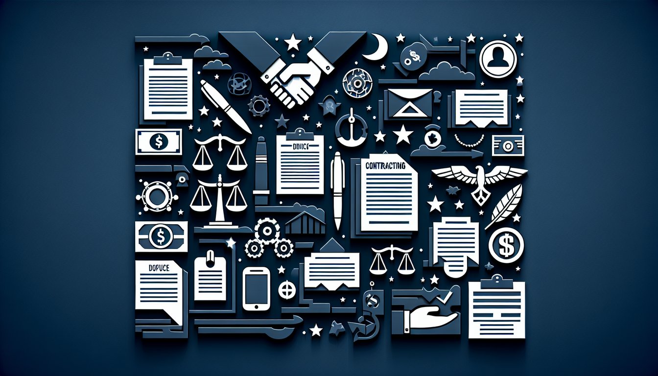 Colorful paper art depicting elements related to Government Contracting Knowledge Quiz