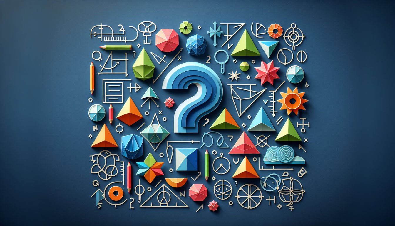 Colorful paper art promoting Geometry Honors Challenge, a high school-level quiz.