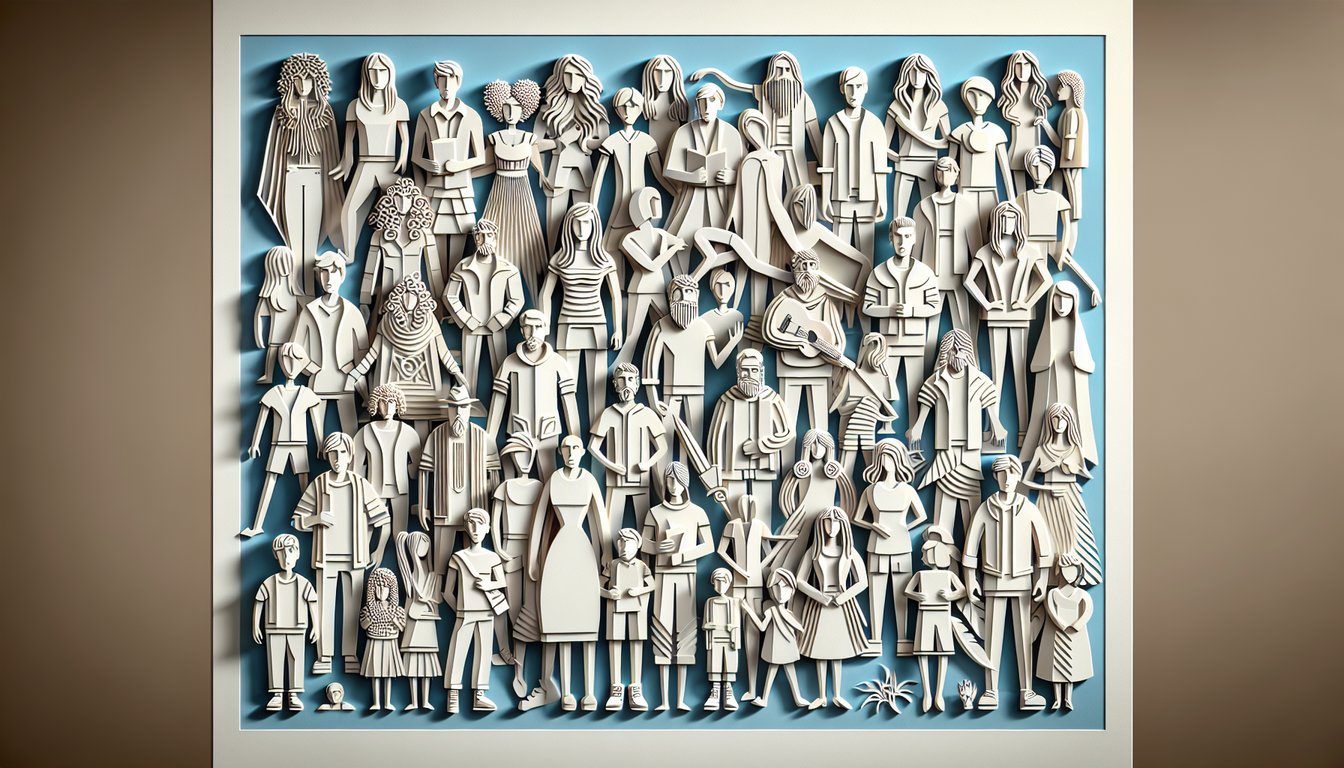 Sally Face personality quiz paper art illustration on a sky blue background