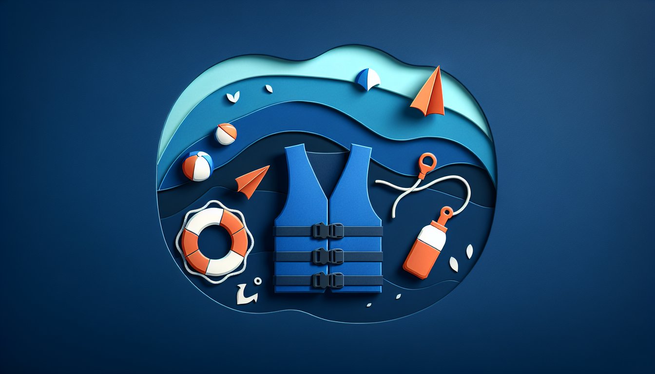 Colorful paper art depicting aquatic safety elements for an assessment quiz