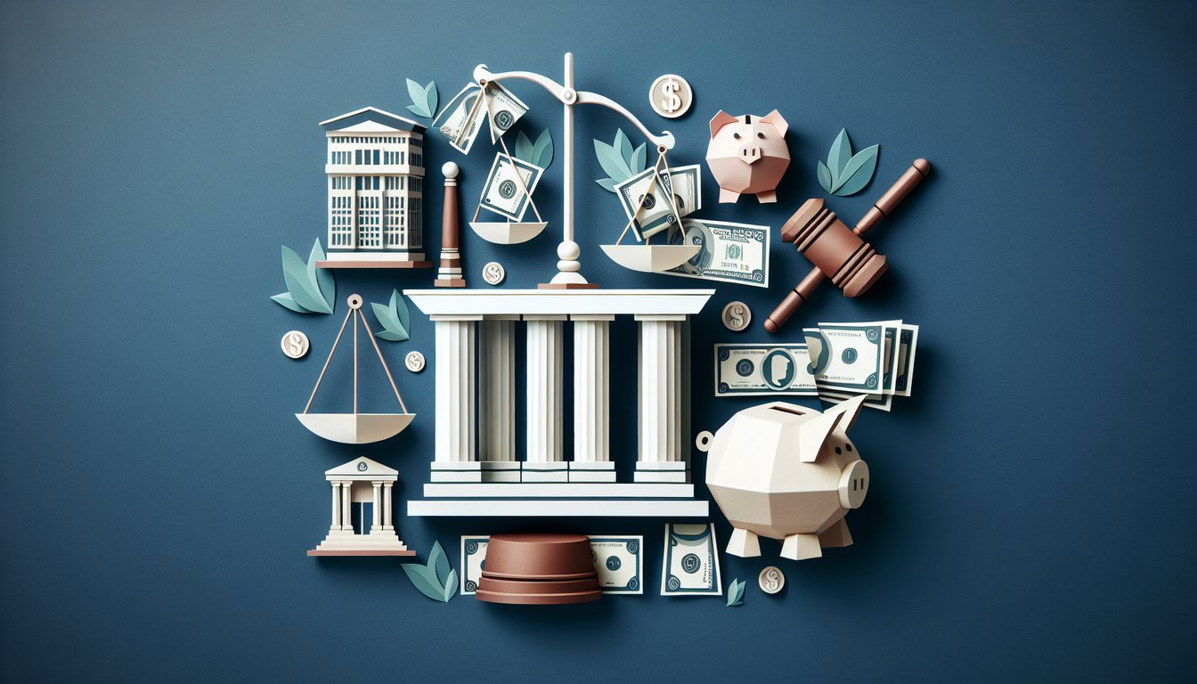 3D voxel art illustrating Banking and Financial Regulation course content