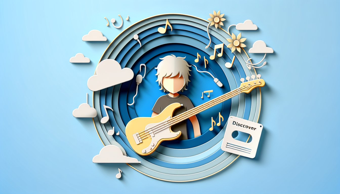 Paper art illustration for One Direction personality quiz on a sky blue background