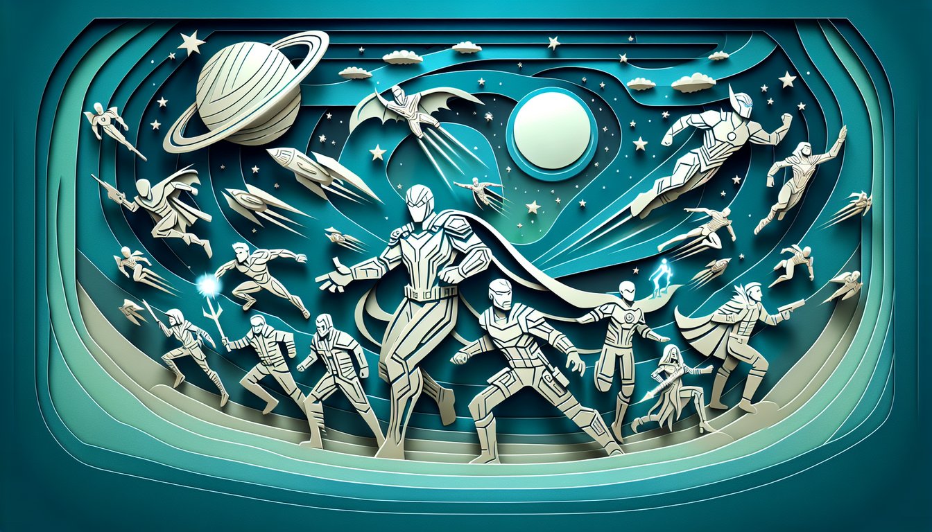 Avengers Endgame trivia quiz paper art illustration on a teal background