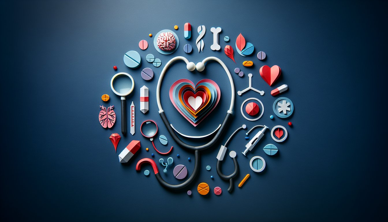 Colorful paper art promoting a Medical Guidelines Certification Quiz.