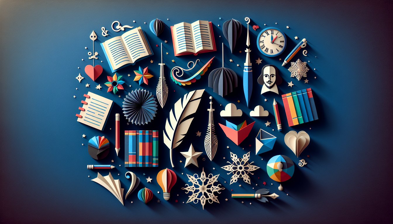 Paper art depicting a trivia quiz titled The Star-Crossed Challenge for high school literature students.