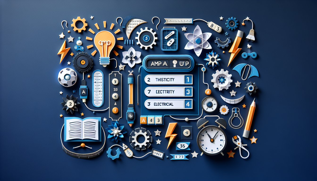 Paper art depicting Amp It Up, an interactive physics quiz for high school students.