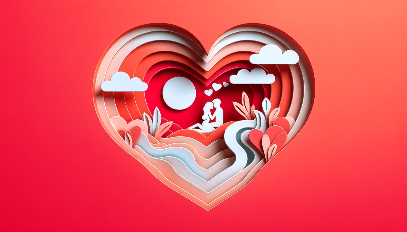 Paper art hearts speech bubbles question marks and quiz title How Well Do U Know Your Partner on coral background