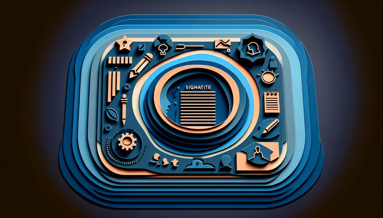 Paper art illustration for a signature personality test quiz on a dark blue background