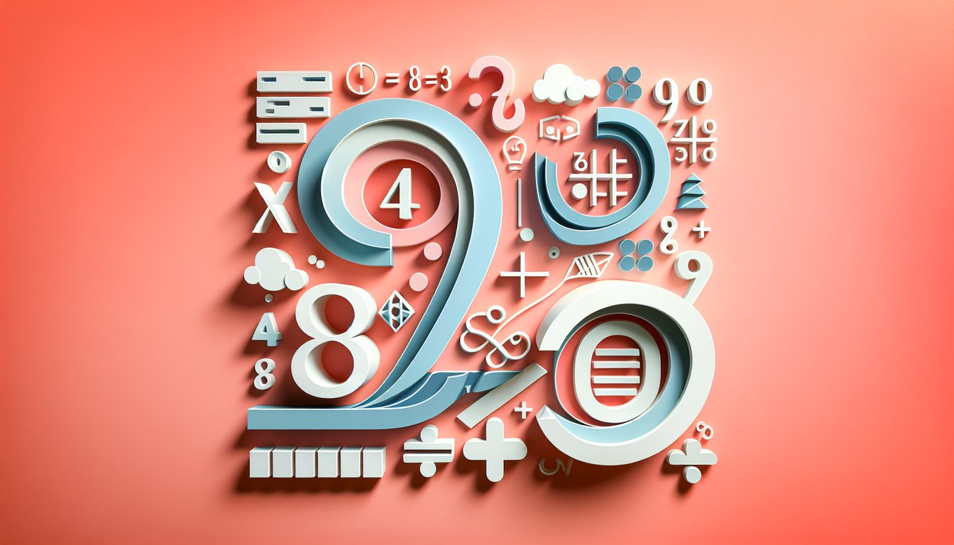 Paper cut numbers decimals math symbols coral background quiz adding subtracting decimals practice score tracking