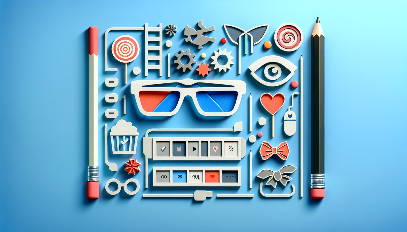 Paper art collage of Despicable Me characters and quiz prompt on sky blue background