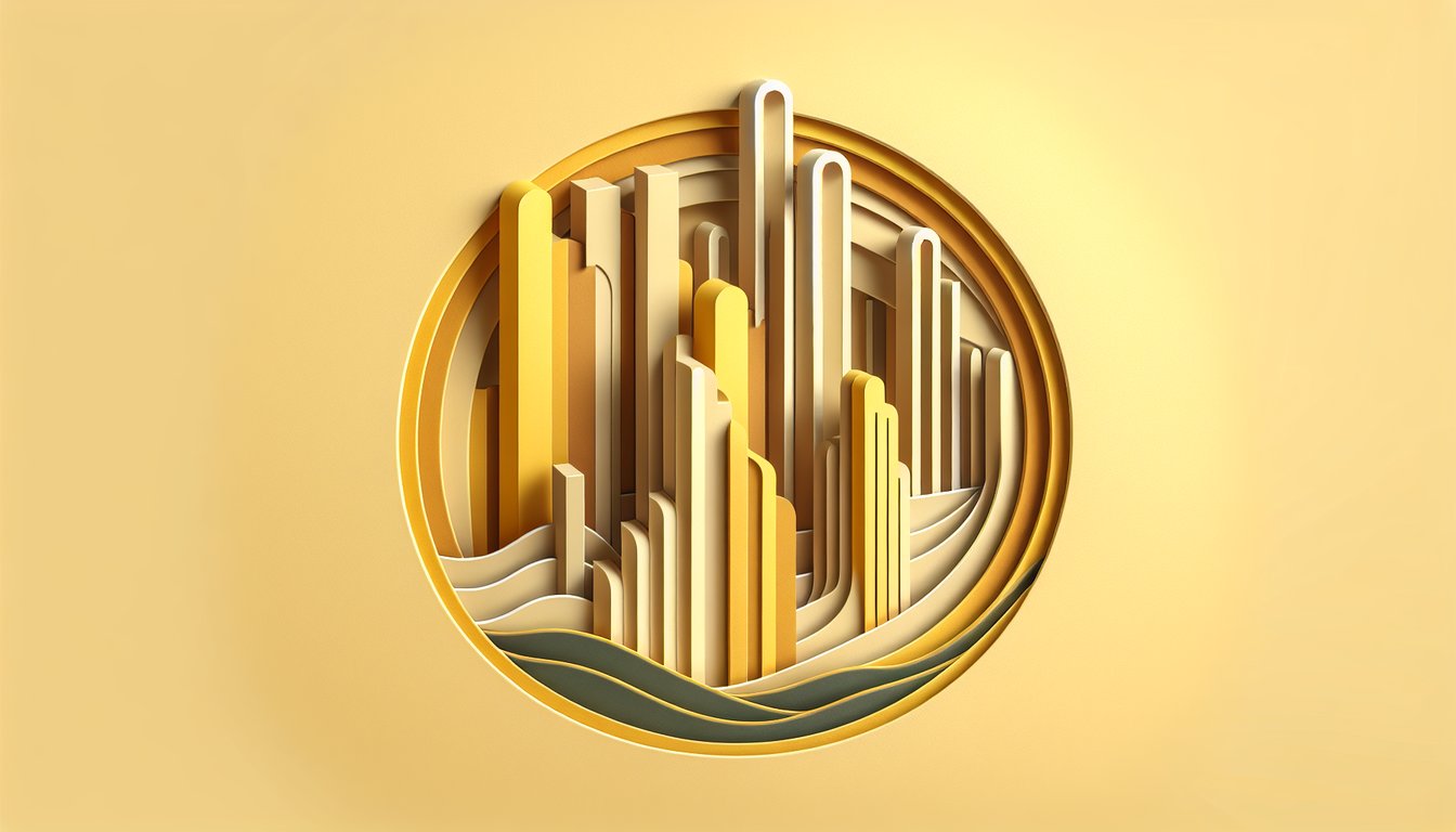 Paper art illustration for rhythm strip interpretation quiz on golden yellow background