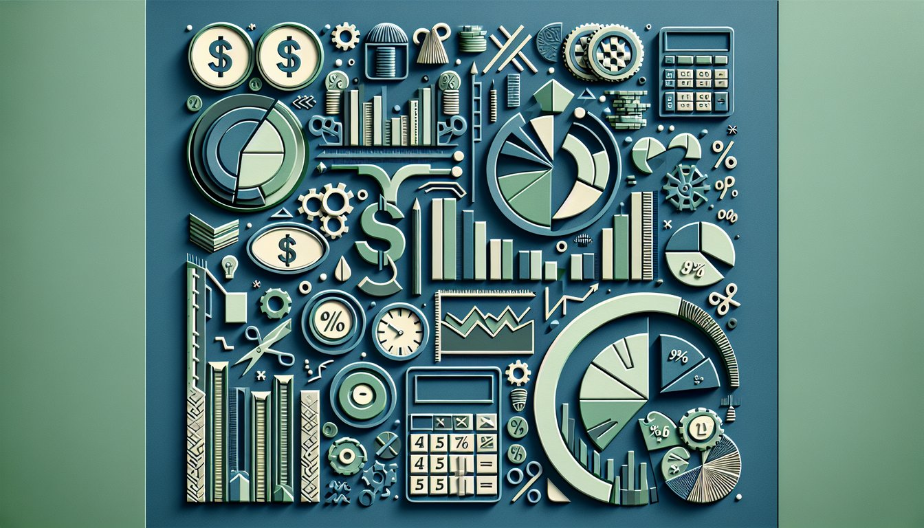 Paper art illustration for financial math skills quiz on teal background