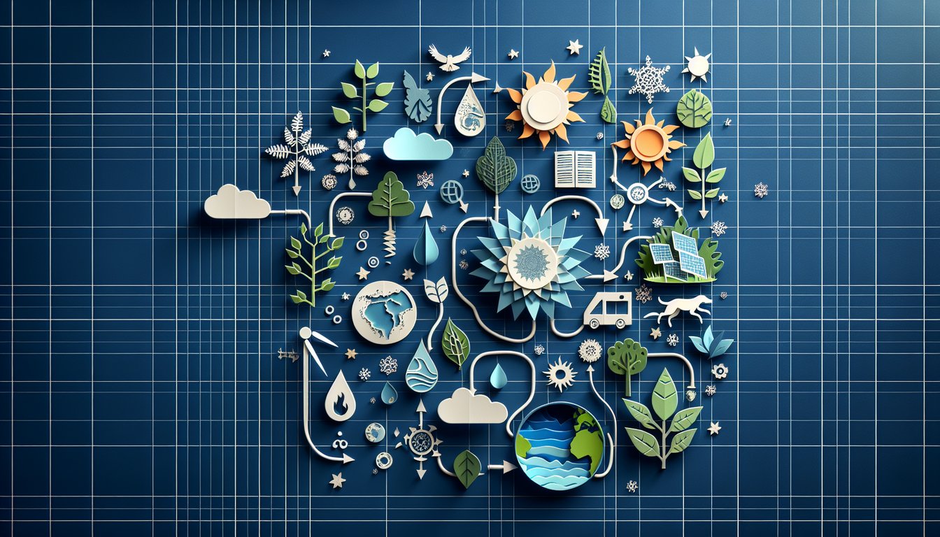 Colorful paper art promoting Ecosystem Energy Pulse trivia quiz for high school students.