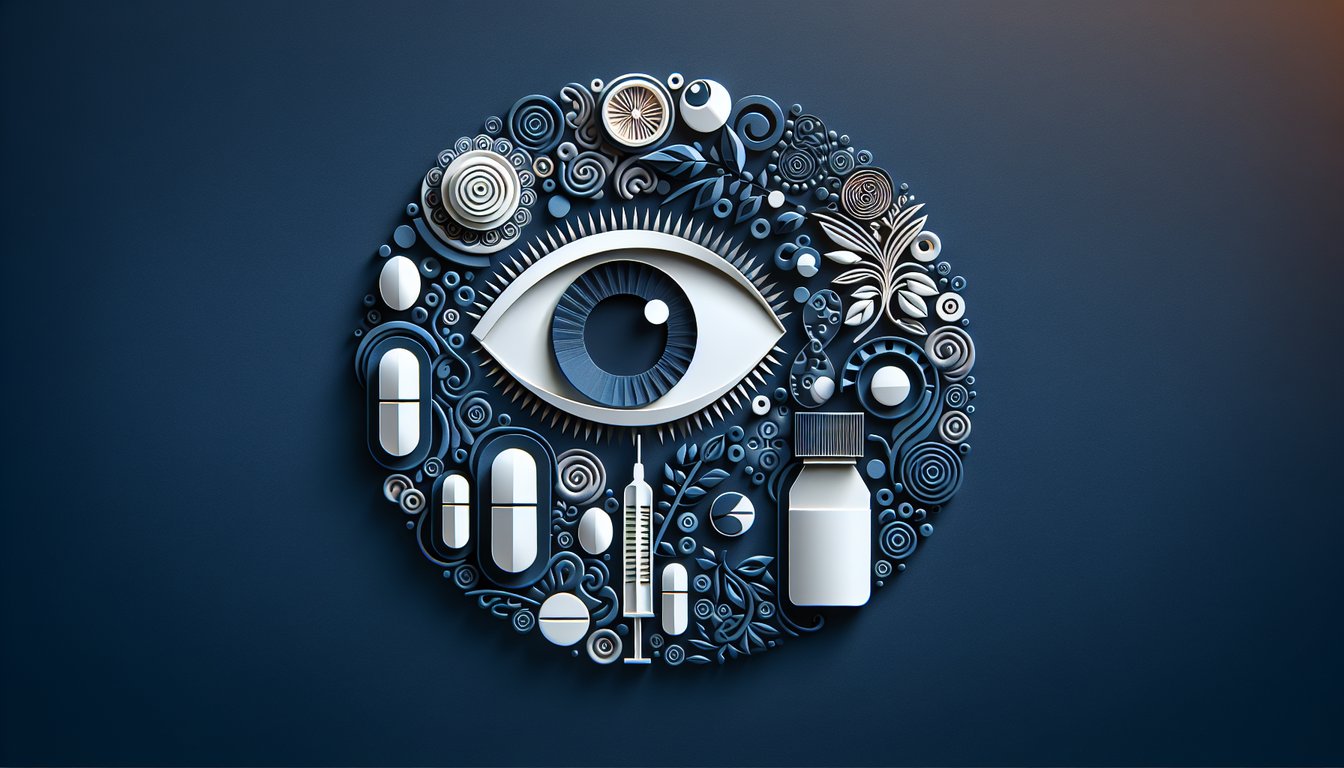 Colorful paper art depicting eye and medicine for an Ophthalmology Medication Quiz