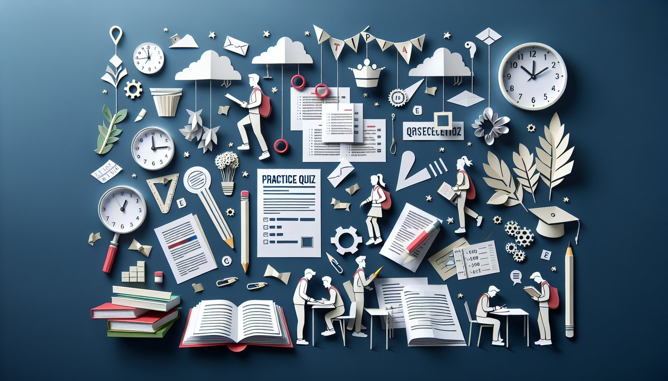 Paper art representing a trivia quiz for high school students to enhance exam strategies.