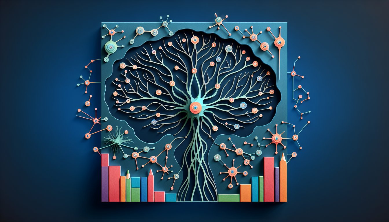 Colorful paper art depicting a trivia quiz on neural signals and action potential