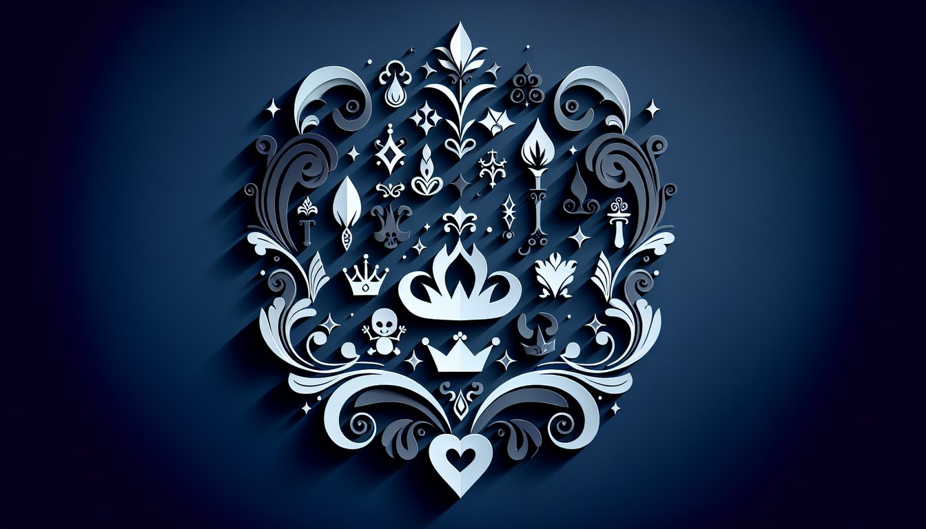 paper art illustration with two iconic Disney villain silhouettes on dark blue background for personality quiz