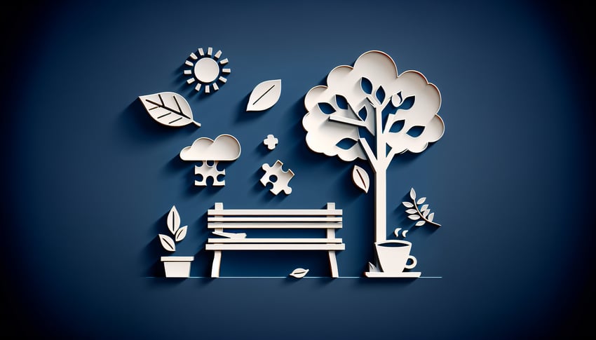 Paper art illustration for Does He Miss You quiz on dark blue background