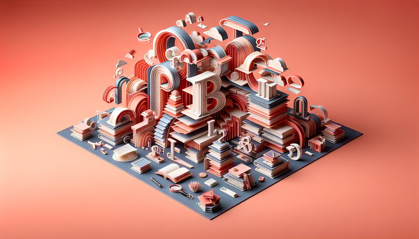 Paper art letters and quiz symbols on coral background highlighting letter recognition challenge