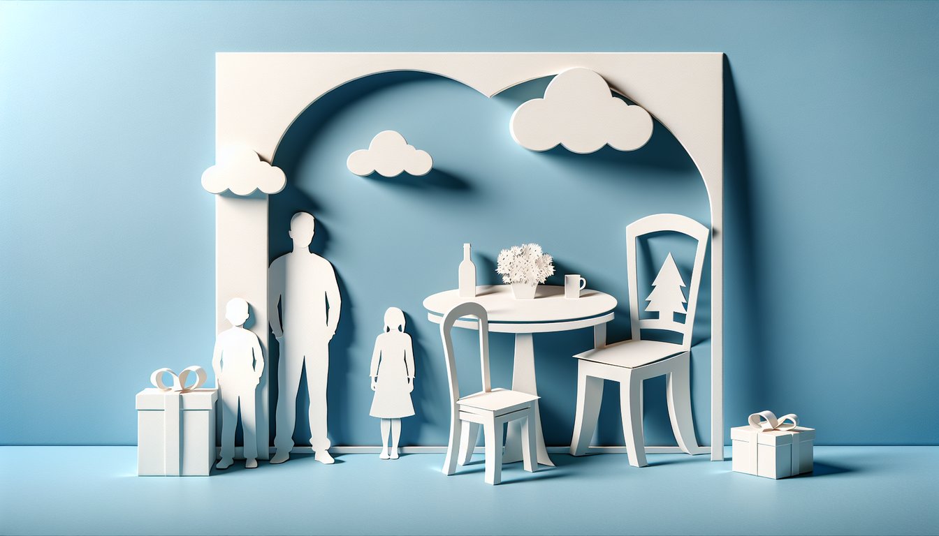 Paper art illustration of sibling silhouettes layered on blue background hint subtle signs quiz about favorite child status