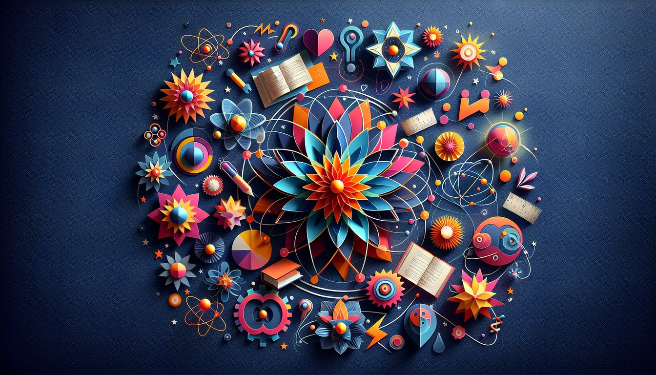 Colorful paper art promoting a high school level physics quiz called Color Your Energy