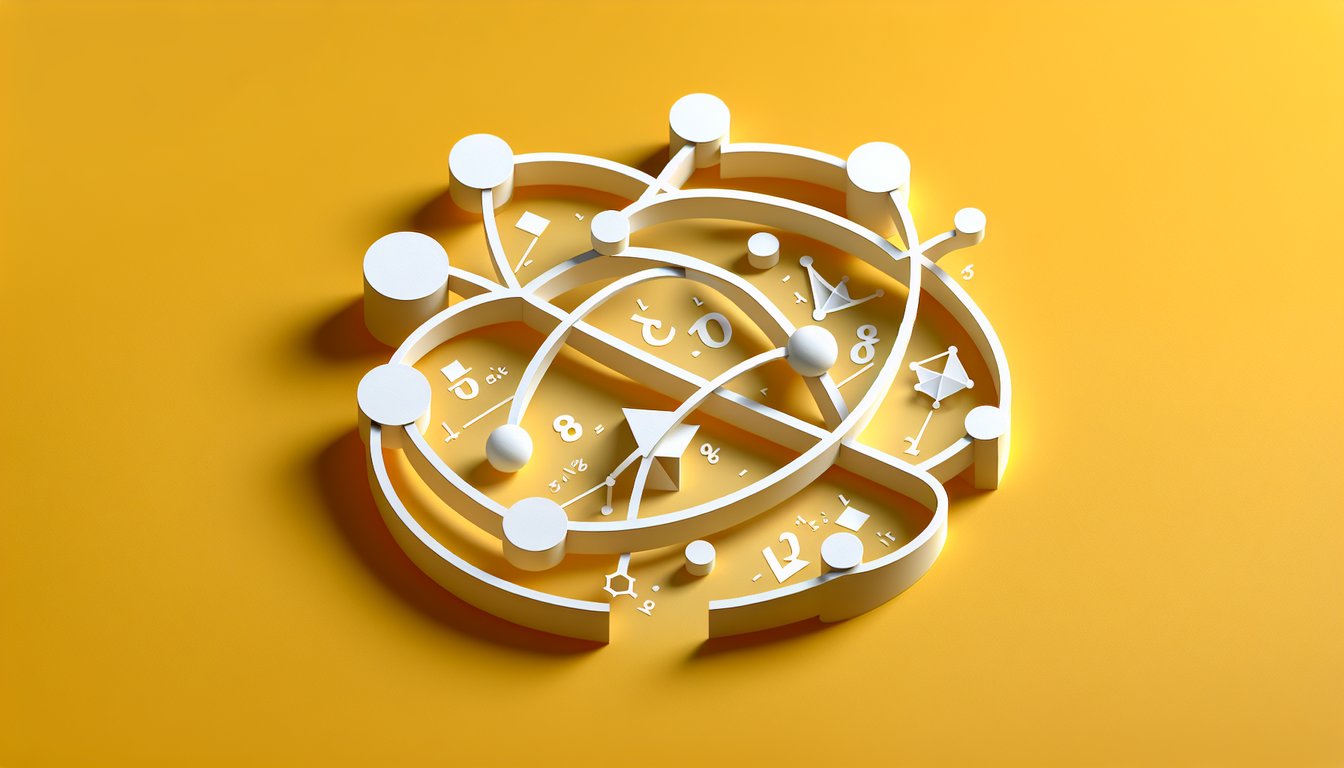 Paper art quiz illustration with radical symbols adding and subtracting radicals on golden yellow background