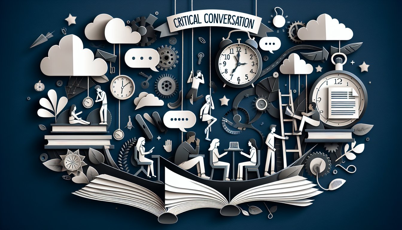 Colorful paper art promoting Crucial Conversation Challenge trivia for high school students.