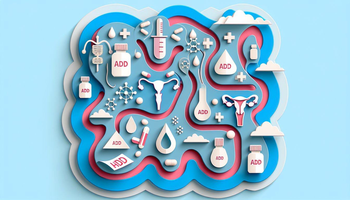 Paper art glands hormones and ADH molecules traveling through bloodstream and vessels on a sky blue background