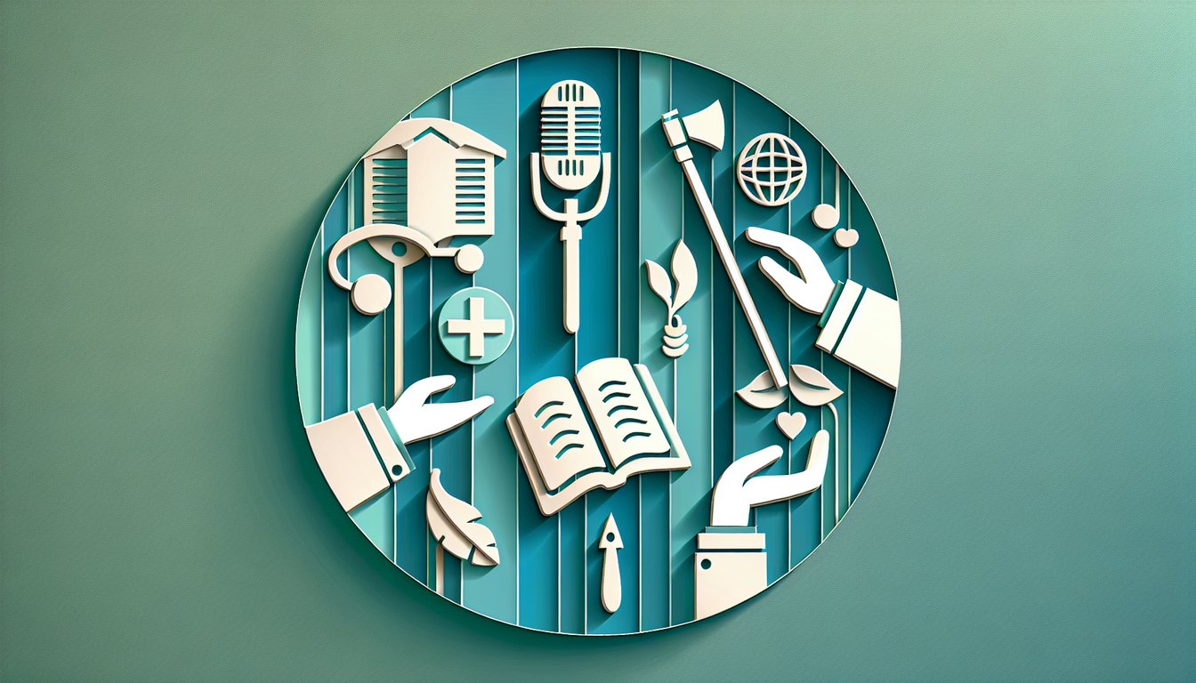 Paper art illustration for ministry calling quiz on a teal background