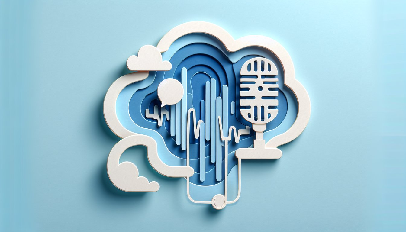 Paper art illustration for vocal damage test quiz on a sky blue background