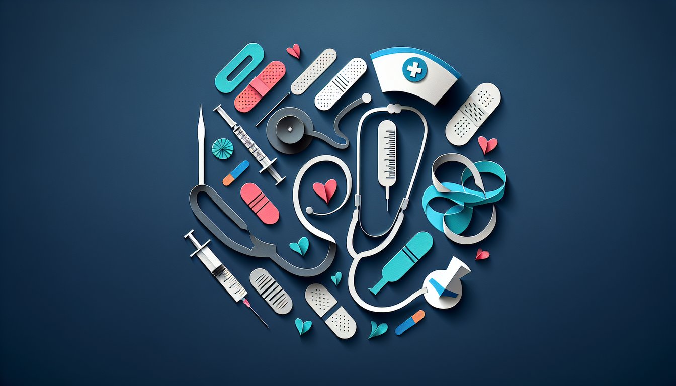 Colorful paper art representing a weekly nursing knowledge quiz.