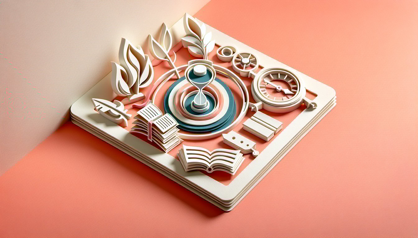 Paper art illustration for Puritan beliefs quiz on a coral background