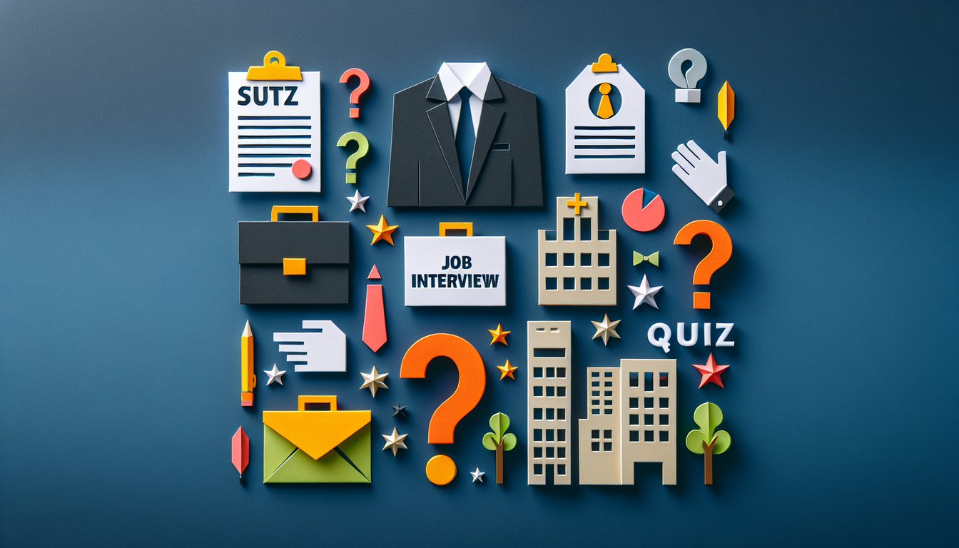 Colorful paper art themed quiz on job interview preparation