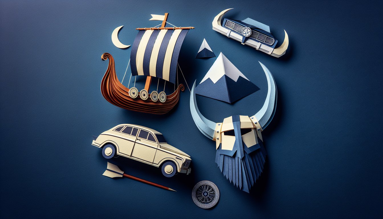 3D voxel art for the course Vikings to Volvos Scandinavia showcasing historical and modern elements.
