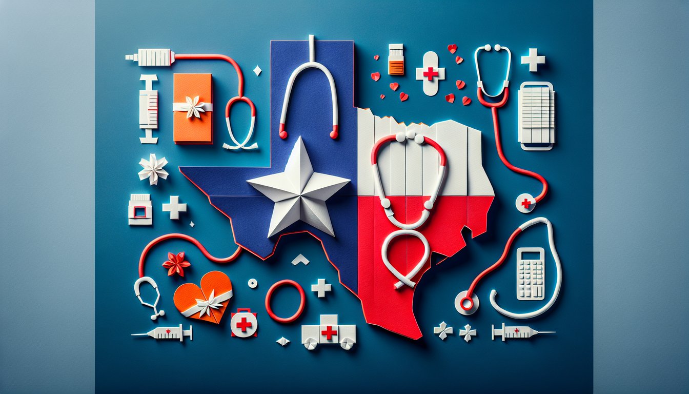 Colorful paper art promoting the Texas CNA Challenge trivia quiz for aspiring nursing assistants.