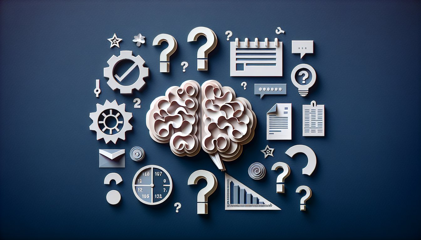 Colorful paper art promoting a trivia quiz on psychological concepts for high school students