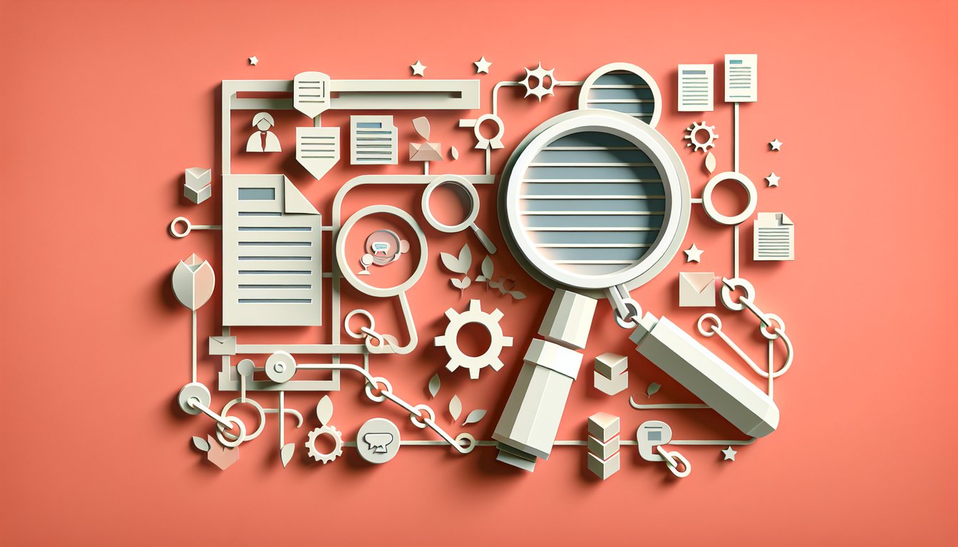 Paper art style illustration for a major vs minor supporting details quiz on a coral background with layered paper elements