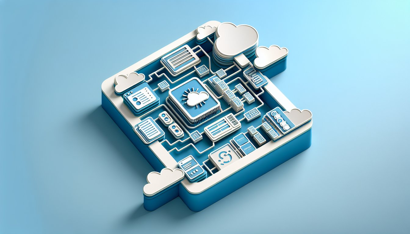 Paper art illustration for operating system quiz with OS fundamentals on sky blue background