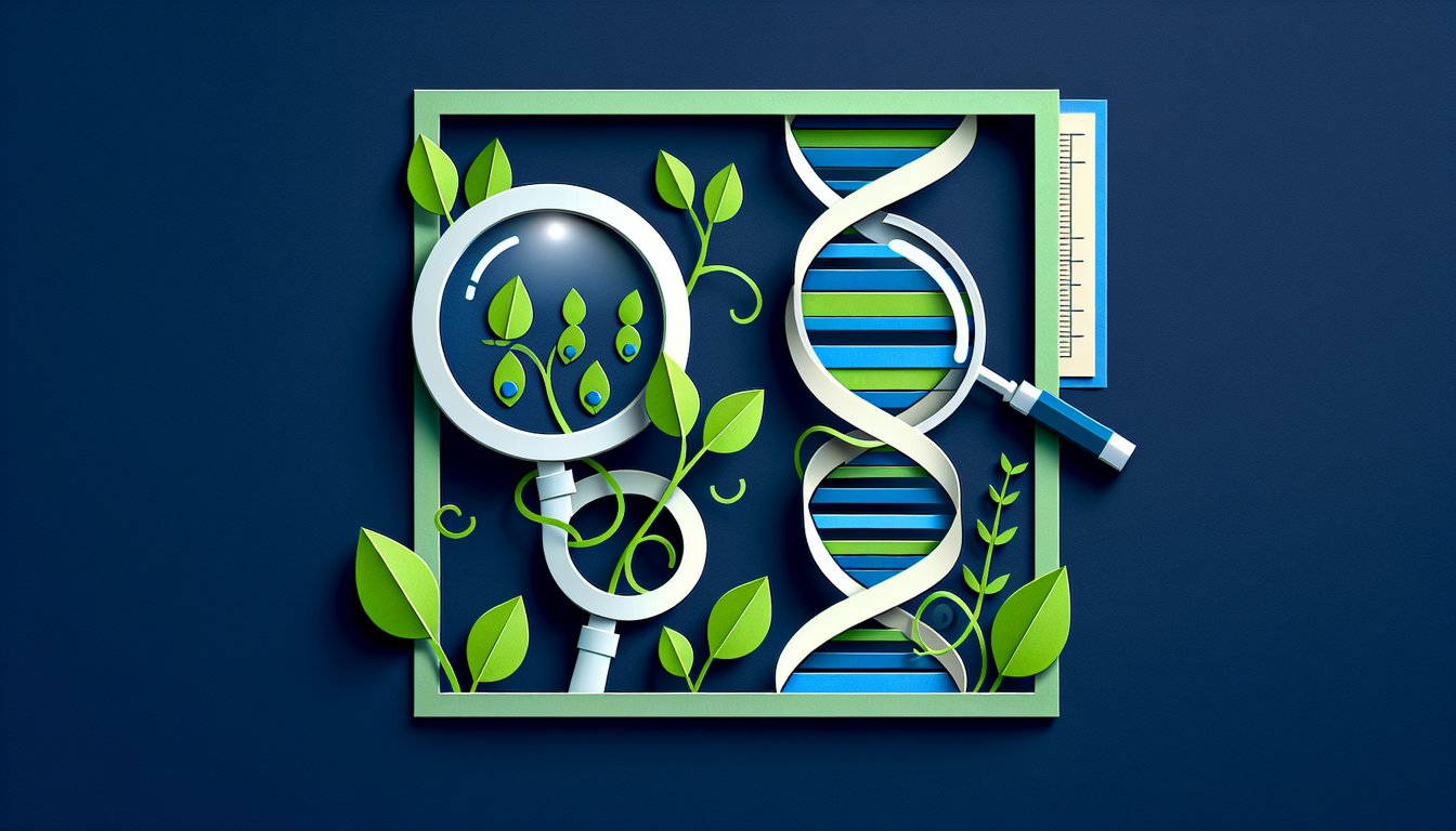 Colorful paper art promoting a Mendelian genetics trivia quiz for high school students.