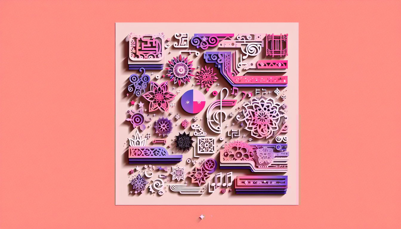 paper art illustration of kpop icons representing Blackpink members and BTS combo quiz on coral background