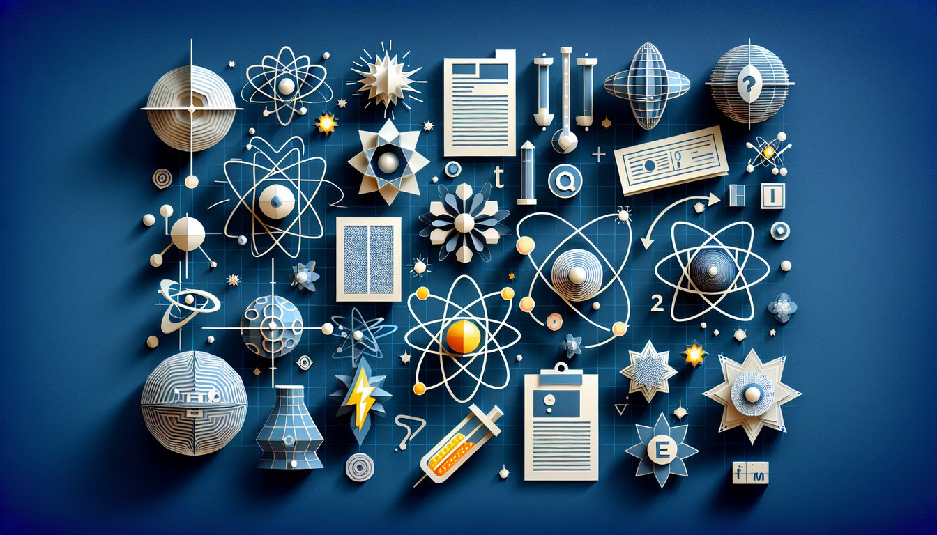 Colorful paper art promoting a Particle Physics Fundamentals Quiz