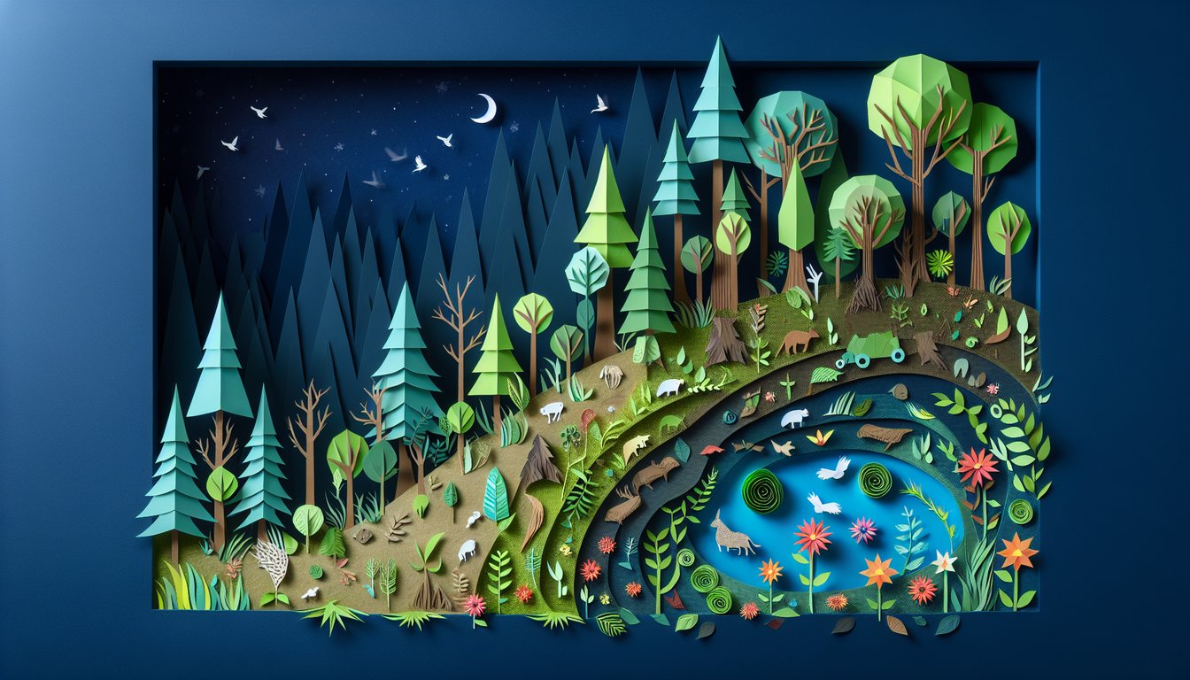 3D voxel art illustrating the study and practice of Restoration Ecology.