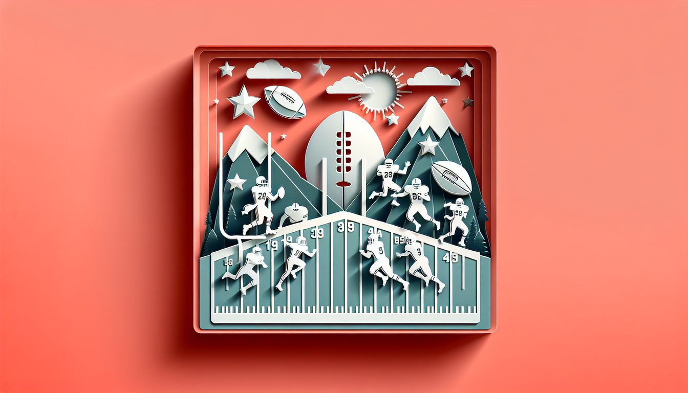 Paper art illustration features Seattle Seahawks helmet trophy football quiz elements on coral background