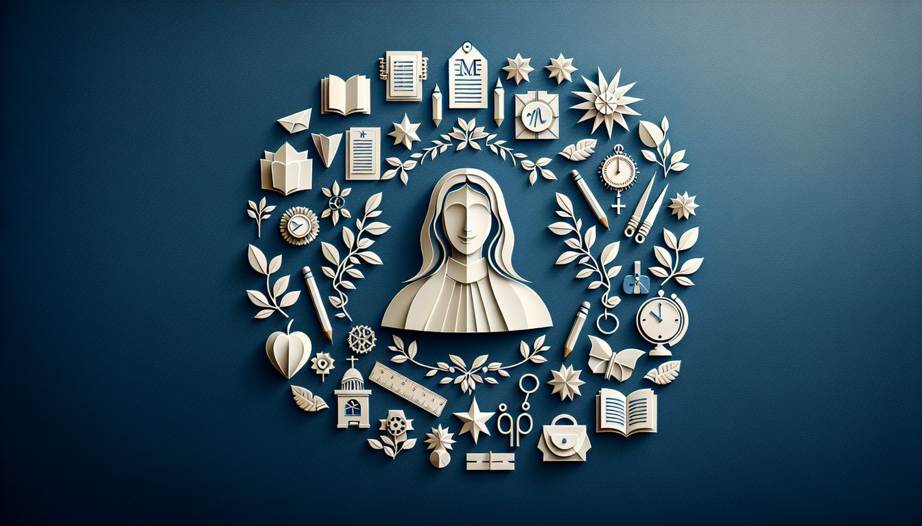 Colorful paper art promoting a Maria Montessori knowledge quiz.