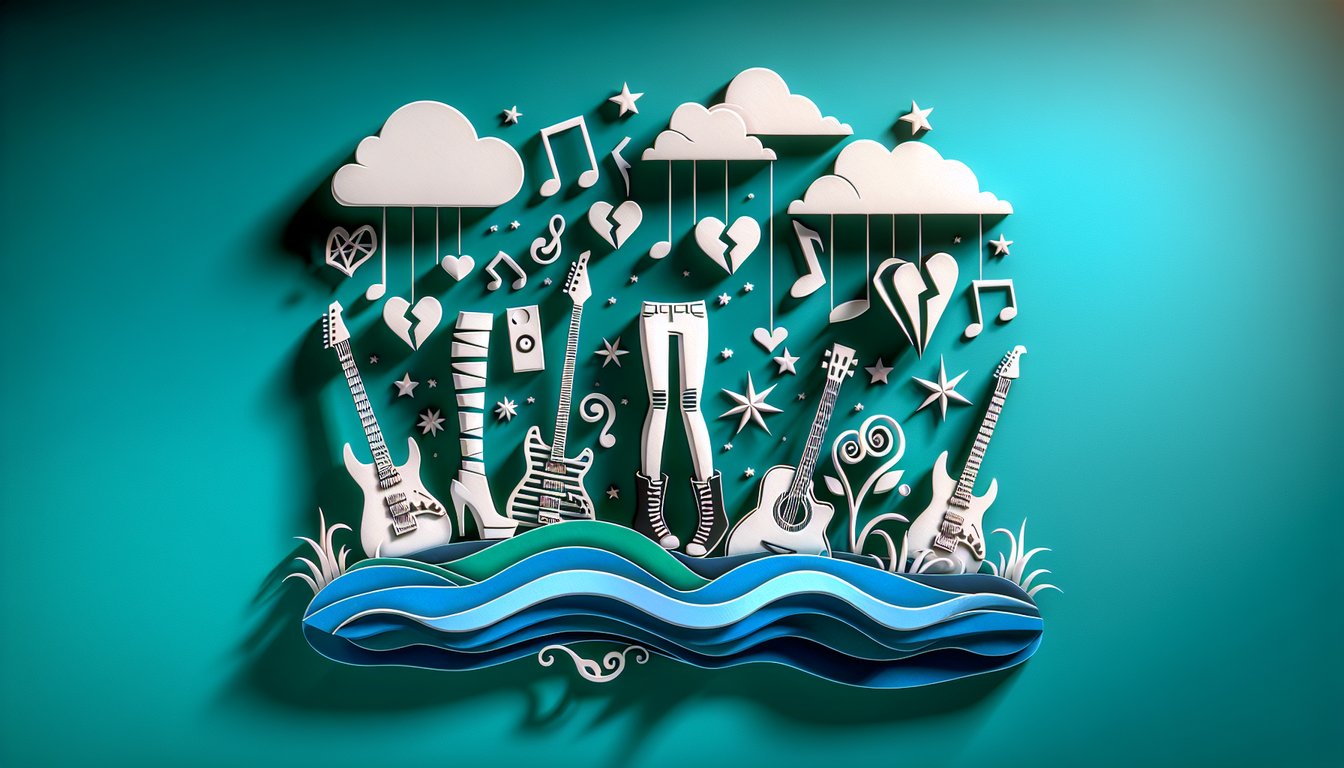 Paper art illustration for emo personality quiz on a teal background