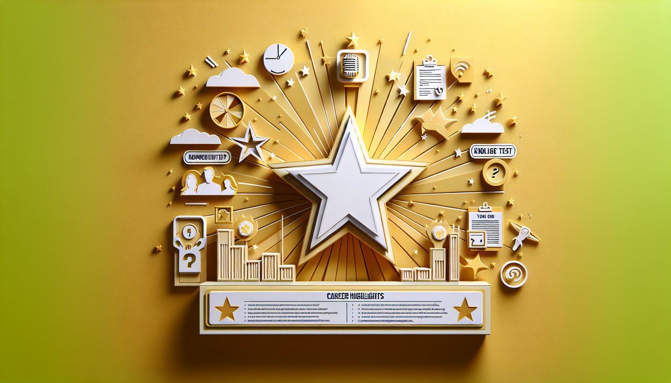 Paper art illustration for Ashley Argota quiz showing silhouette star shapes and quiz text on a golden yellow background