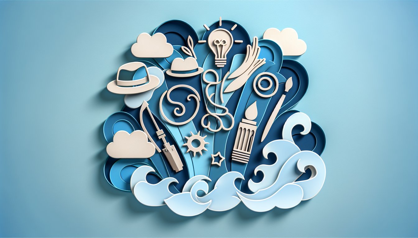 Paper art illustration for Victorious character personality quiz on sky blue background.