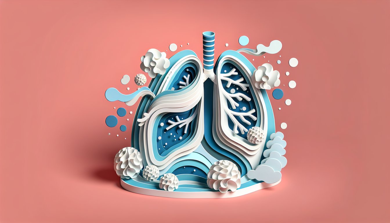 Paper art lungs trachea bronchi, coral background, free breathing system quiz, label structures, test knowledge
